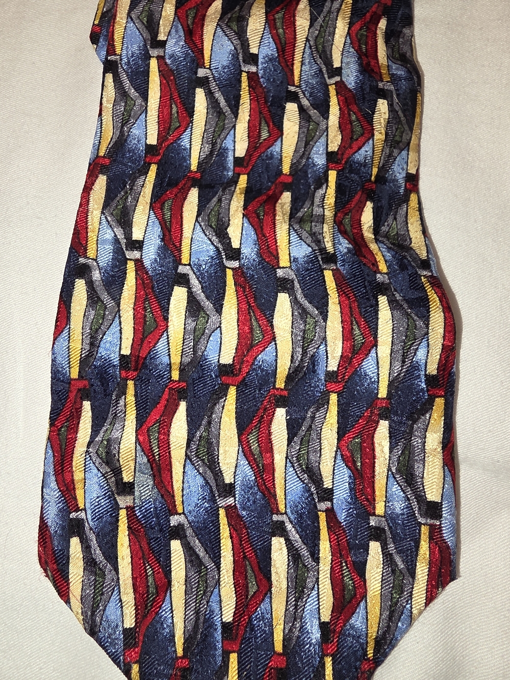 J. Garcia Classic Multi-Color Patterned Men's Tie - Blue, Red, Gold